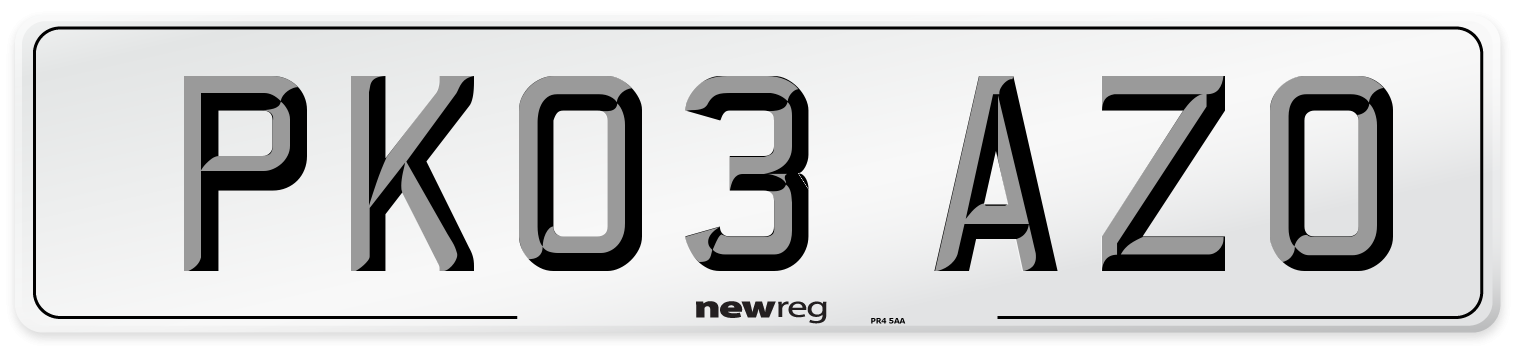 PK03 AZO Number Plate from New Reg